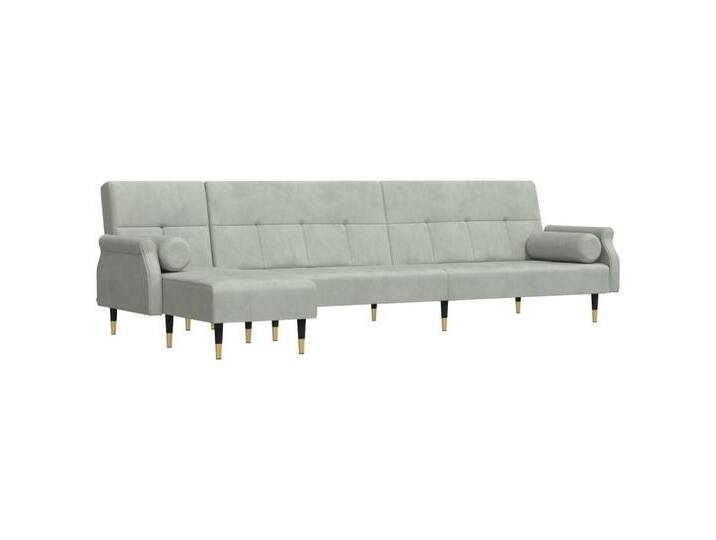 vidaXL Schlafsofa, Sofa in L-Form Hellgrau 271x140x70 cm Samt von vidaXL