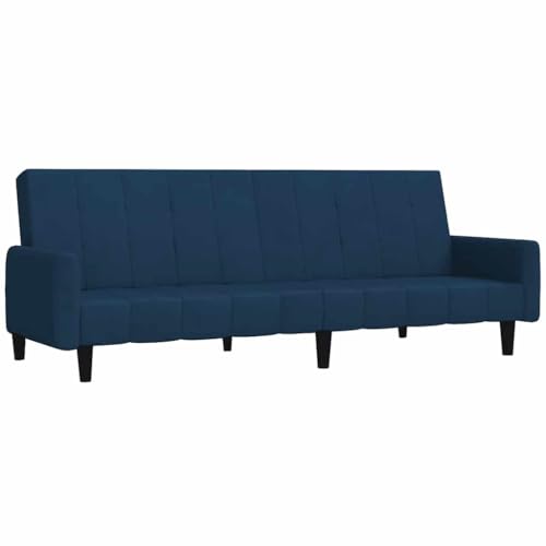 vidaXL Schlafsofa 2-Sitzer, Schlafcouch für Wohnzimmer Heimkino Büro, Gästebett mit Holzrahmen, Sofabett Tagesbett Couch Sofa Ausziehbar, Blau Samt von vidaXL