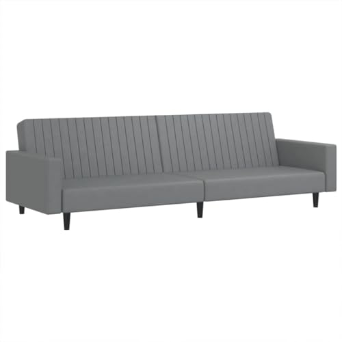 vidaXL Schlafsofa 2-Sitzer, Schlafcouch für Wohnzimmer Heimkino Büro, Gästebett mit Holzrahmen, Sofabett Tagesbett Couch Sofa Ausziehbar, Grau Kunstleder von vidaXL