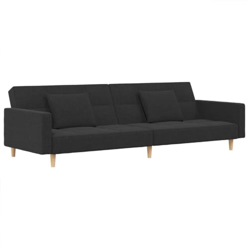 vidaXL Schlafsofa 2-Sitzer, Schlafcouch mit 2 Kissen, Gästebett mit Holzrahmen, Sofabett Tagesbett Couch Sofa Ausziehbar, Dunkelgrau Stoff vidaXL Schlafsofa 2-Sitzer, Schlafcouch mit 2 Kissen, Gästebett mit Holzrahmen, Sofabett Tagesbett Couch Sofa Ausziehbar, Dunkelgrau Stoff von vidaXL