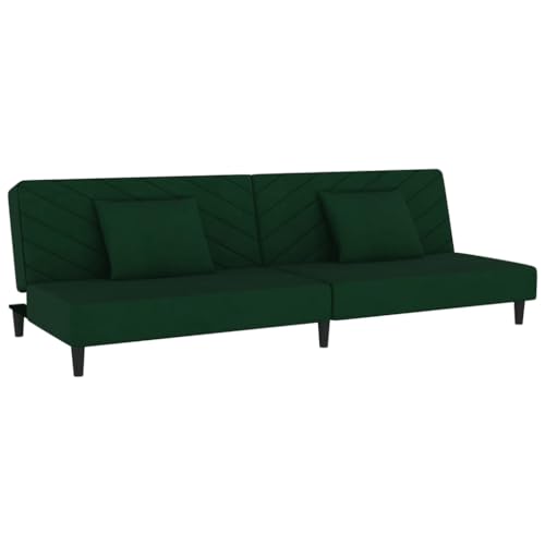 vidaXL Schlafsofa 2-Sitzer, Sofa mit 2 Kissen, Schlafcouch für Wohnzimmer Heimkino Büro, Couch Sofabett Tagesbett Gästebett, Dunkelgrün Samt vidaXL Schlafsofa 2-Sitzer, Sofa mit 2 Kissen, Schlafcouch für Wohnzimmer Heimkino Büro, Couch Sofabett Tagesbett Gästebett, Dunkelgrün Samt von vidaXL