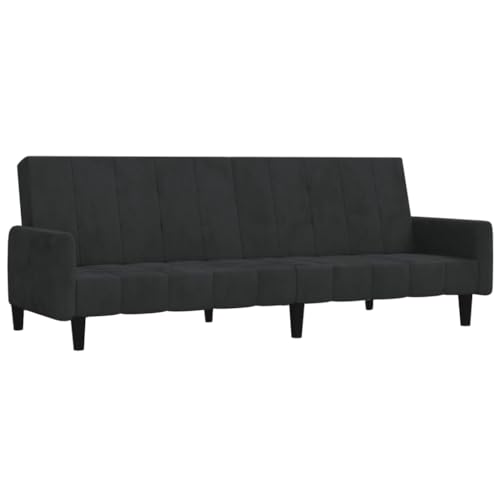 vidaXL Schlafsofa 2-Sitzer, Sofa mit Holzrahmen, Schlafcouch für Wohnzimmer Heimkino Büro, Couch Sofabett Tagesbett Gästebett, Schwarz Samt von vidaXL