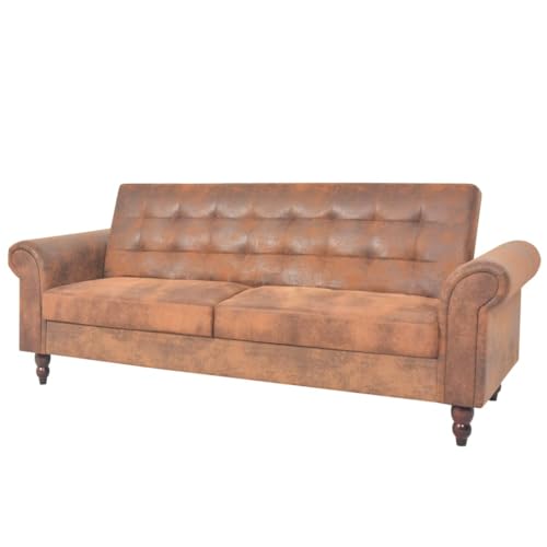 vidaXL Schlafsofa Armlehnen Kunstleder Braun Sofa Bettsofa Couch Schlafcouch von vidaXL