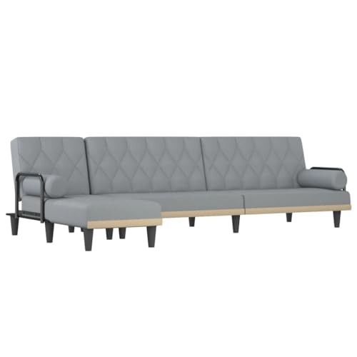 vidaXL Schlafsofa in L Form, Ecksofa mit Schlaffunktion, Bettcouch für Wohnzimmer, Couch Sofa Eckcouch Schlafcouch Samtsofa, Hellgrau Stoff von vidaXL