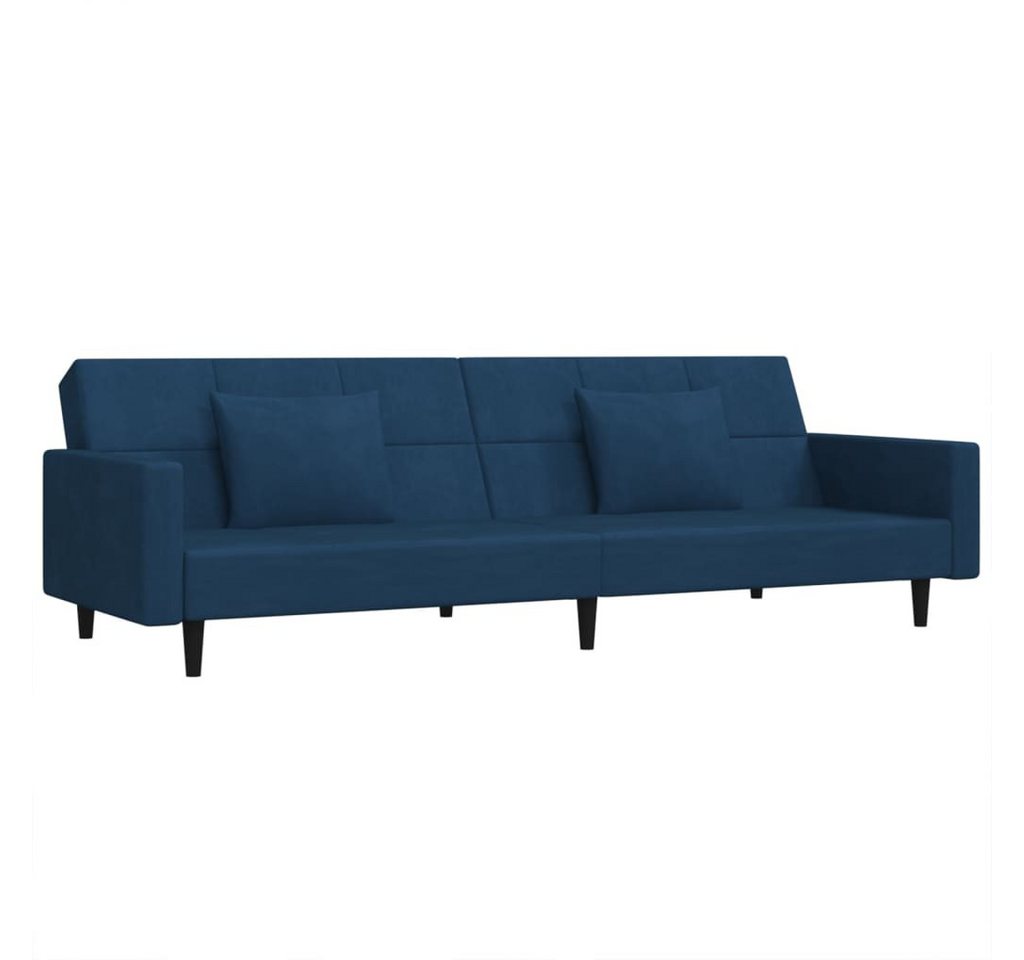 vidaXL Schlafsofa, Sofa 2-Sitzer mit 2 Kissen Blau Samt vidaXL Schlafsofa, Sofa 2-Sitzer mit 2 Kissen Blau Samt von vidaXL