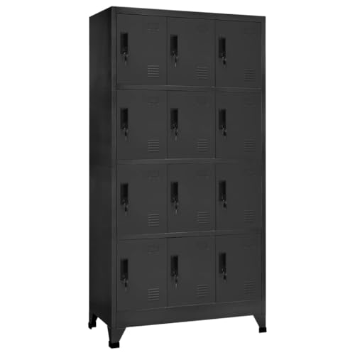 vidaXL Schließfachschrank Spind Schrank Umkleideschrank Metallschrank Fächerschrank Aktenschrank Büroschrank Lagerschrank Anthrazit 90x45x180cm Stahl von vidaXL
