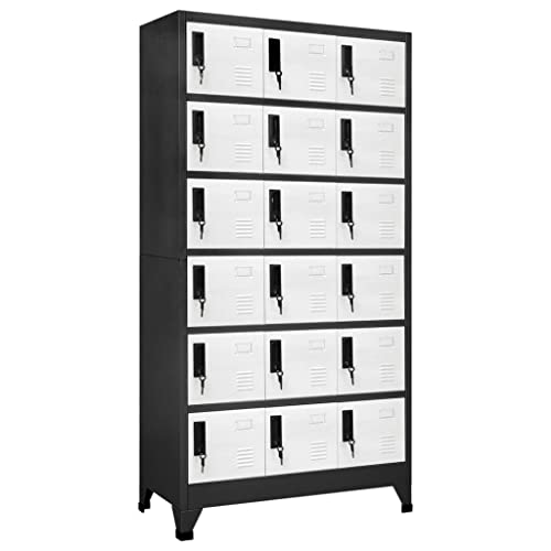 vidaXL Schließfachschrank Spind Schrank Umkleideschrank Metallschrank Fächerschrank Aktenschrank Büroschrank Lagerschrank Anthrazit Weiß 90x40x180cm Stahl von vidaXL