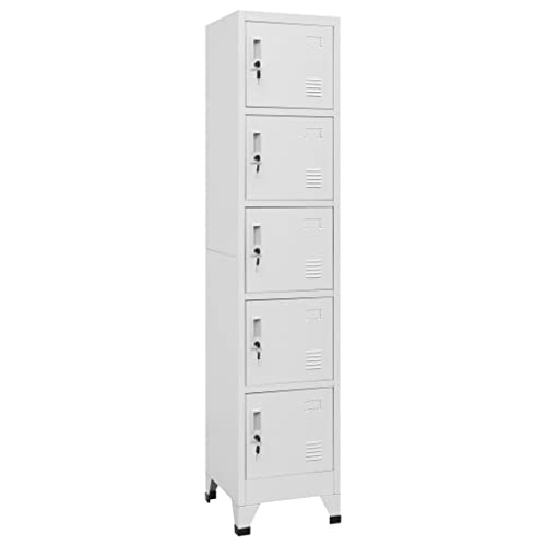 vidaXL Schließfachschrank Spind Schrank Umkleideschrank Metallschrank Fächerschrank Aktenschrank Büroschrank Lagerschrank Hellgrau 38x40x180cm Stahl von vidaXL