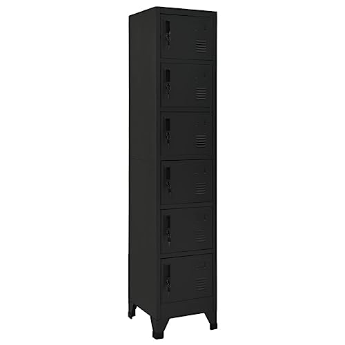 vidaXL Schließfachschrank Spind Schrank Umkleideschrank Metallschrank Fächerschrank Aktenschrank Büroschrank Lagerschrank Schwarz 38x40x180cm Stahl von vidaXL