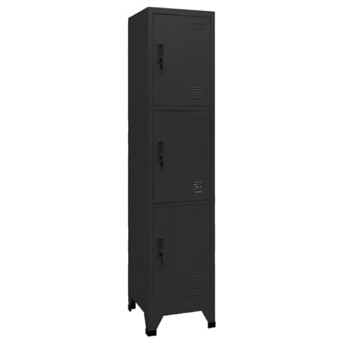 vidaXL Schließfachschrank Spind Schrank Umkleideschrank Metallschrank Fächerschrank Aktenschrank Büroschrank Lagerschrank Schwarz 38x45x180cm Stahl von vidaXL