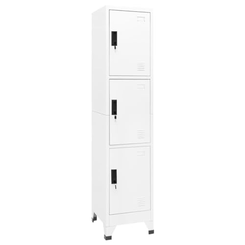 vidaXL Schließfachschrank Spind Schrank Umkleideschrank Metallschrank Fächerschrank Aktenschrank Büroschrank Lagerschrank Weiß 38x45x180cm Stahl von vidaXL