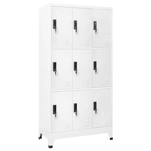 vidaXL Schließfachschrank Spind Schrank Umkleideschrank Metallschrank Fächerschrank Aktenschrank Büroschrank Lagerschrank Weiß 90x45x180cm Stahl von vidaXL