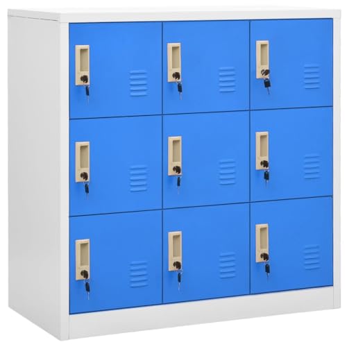 vidaXL Schließfachschrank Umkleideschrank Stahlschrank Metallschrank Lagerschrank Fächerschrank Büroschrank Schrank Hellgrau Blau 90x45x92,5cm Stahl von vidaXL