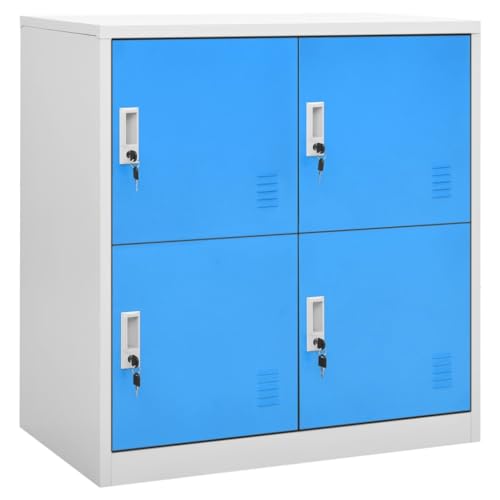 vidaXL Schließfachschrank Umkleideschrank Stahlschrank Metallschrank Lagerschrank Fächerschrank Büroschrank Schrank Hellgrau Blau 90x45x92,5cm Stahl von vidaXL