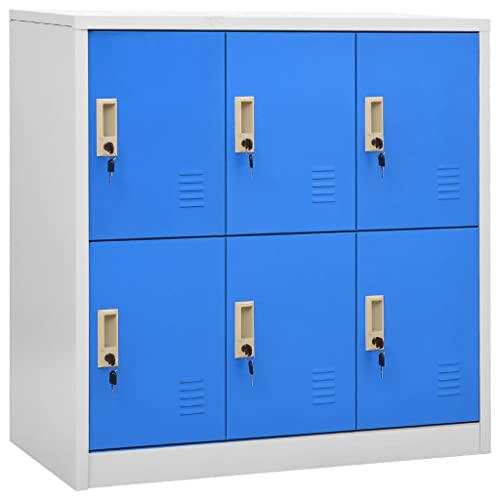 vidaXL Schließfachschrank Umkleideschrank Stahlschrank Metallschrank Lagerschrank Fächerschrank Büroschrank Schrank Hellgrau Blau 90x45x92,5cm Stahl von vidaXL