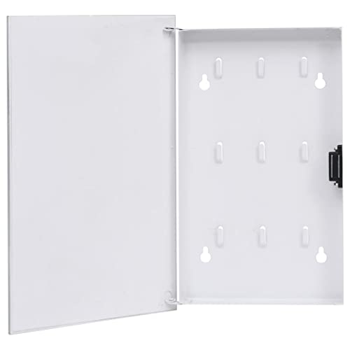 vidaXL Schlüsselkasten mit Magnettafel 6 Magneten Memoboard 9 Schlüsselhaken Schlüsselschrank Schlüsselbox Schlüsselbrett Weiß 30x20x5,5cm von vidaXL