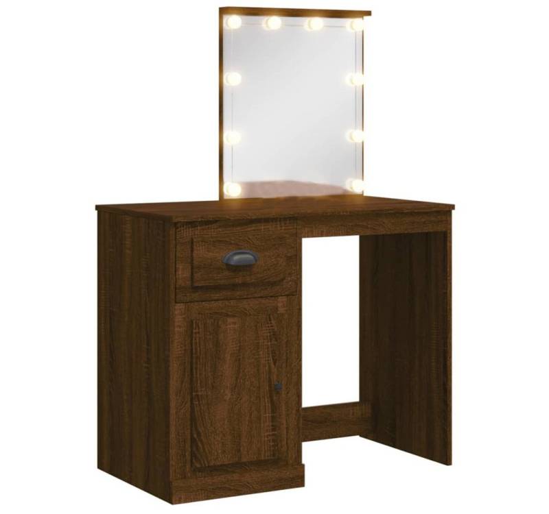 vidaXL Schminktisch, Frisiertisch mit LED-Leuchten Braun Eichen-Optik 90x42x132,5 cm von vidaXL