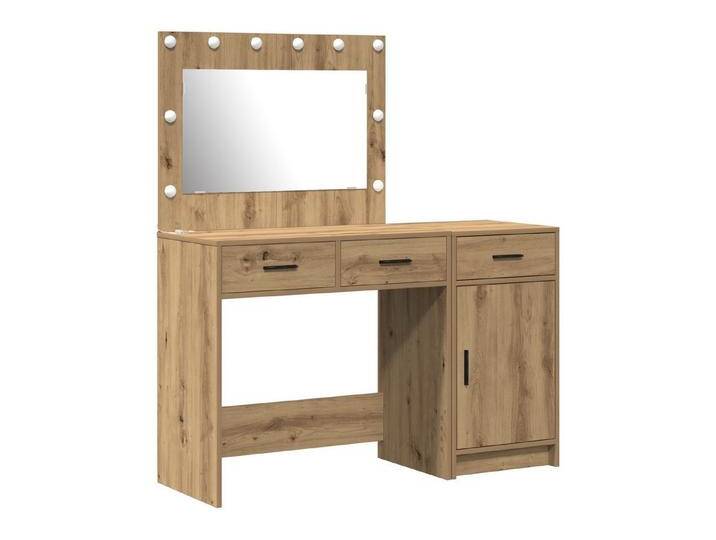 vidaXL Schminktisch 2-tlg. Schminktisch-Set mit LED-Leuchten Artisan Eiche (2-St), braun von vidaXL