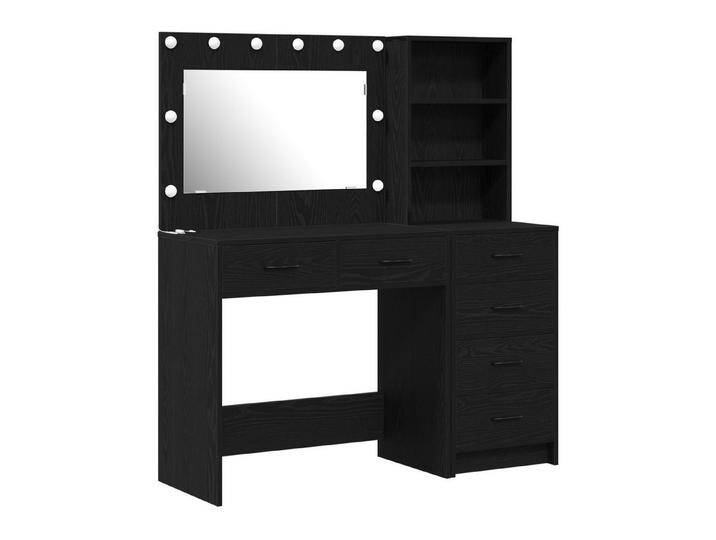 vidaXL Schminktisch 2-tlg. Schminktisch-Set mit LED-Leuchten Schwarz Holzwerkstoff (2-St), schwarz von vidaXL