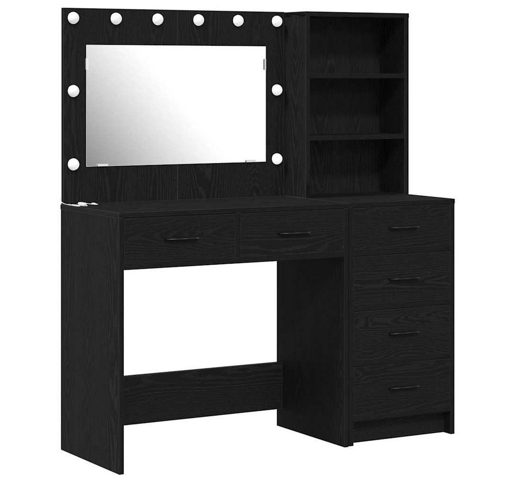 vidaXL Schminktisch 2-tlg. Schminktisch-Set mit LED-Leuchten Schwarz Holzwerkstoff (2-St) von vidaXL
