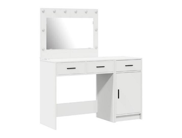 vidaXL Schminktisch 2-tlg. Schminktisch-Set mit LED-Leuchten Weiß Holzwerkstoff (2-St), weiß von vidaXL