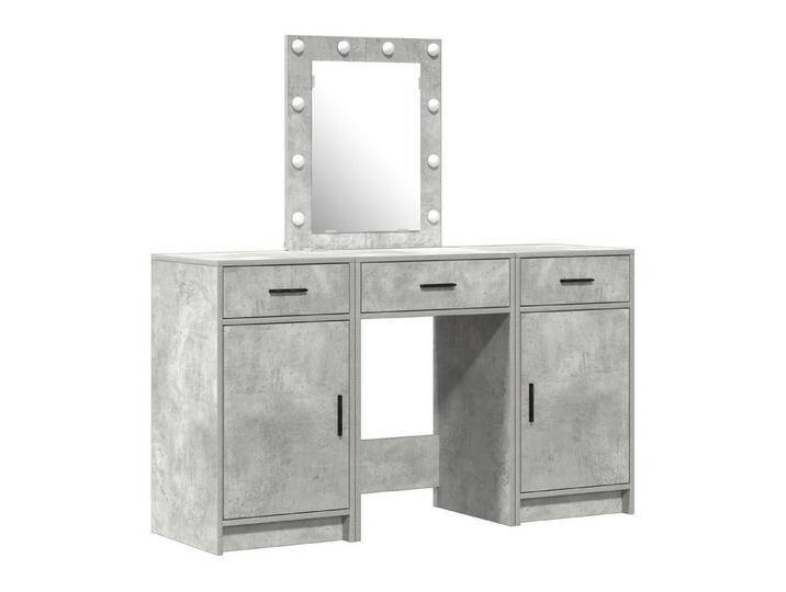 vidaXL Schminktisch 3-tlg. Schminktisch-Set mit LED-Leuchten Betongrau (3-St), grau von vidaXL