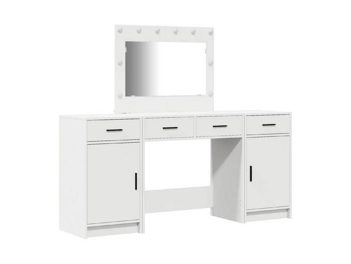 vidaXL Schminktisch 3-tlg. Schminktisch-Set mit LED-Leuchten Weiß Holzwerkstoff (3-St), weiß von vidaXL