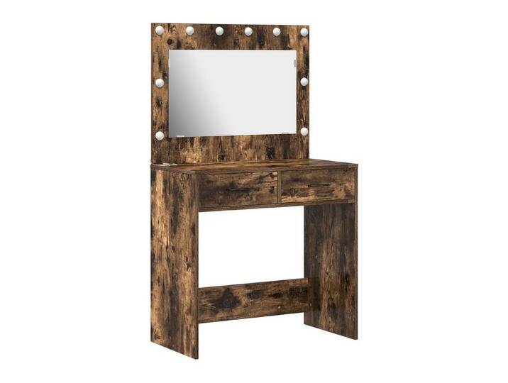 vidaXL Schminktisch Dressing Tisch mit LED Lichtern Geräuchert Eiche 78,5x41x135 cm, braun von vidaXL