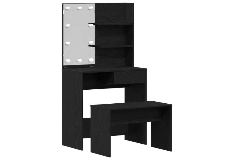 vidaXL Schminktisch Frisiertisch-Set mit LED Schwarze Eiche Möbelwerkstoff (2-St) von vidaXL