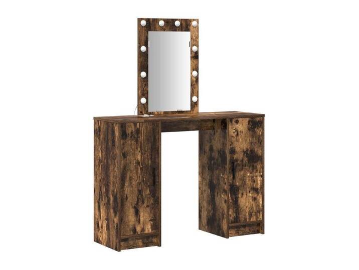 vidaXL Schminktisch Frisiertisch mit LED-Lichtern Geräucherte Eiche 102x33x135 cm, braun von vidaXL