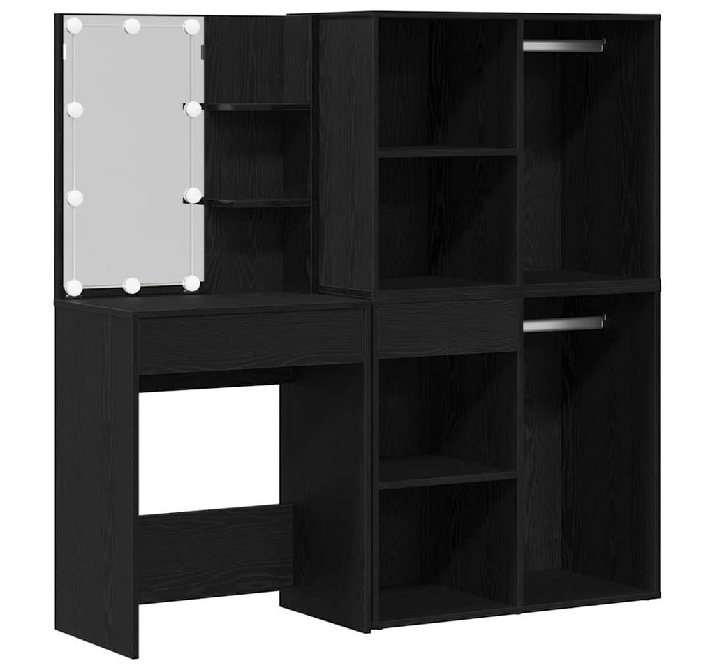 vidaXL Schminktisch LED Kosmetiktisch mit 2 Schränken in Schwarze Eiche aus Holzwerkstoff (3-St) von vidaXL