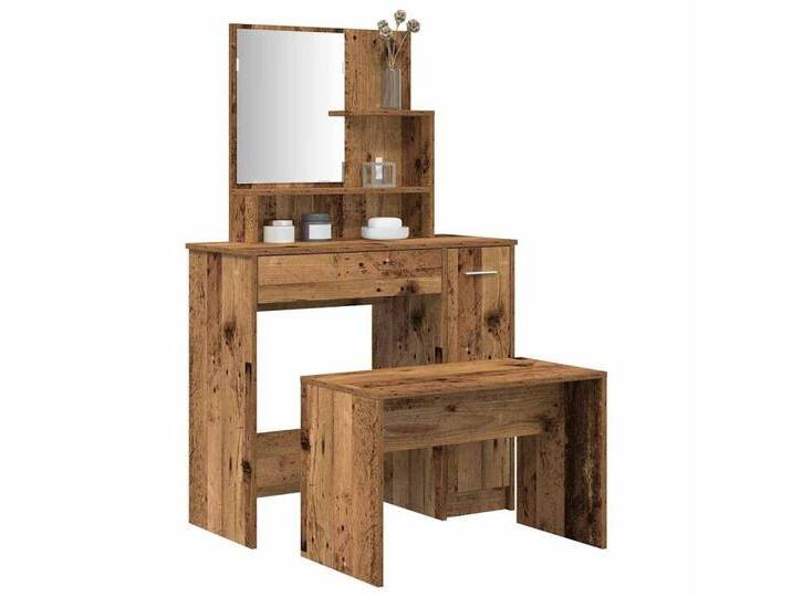 vidaXL Schminktisch Schminktisch Frisiertisch Kosmetiktisch Beauty Set Altholz-Optik Holzw, braun von vidaXL