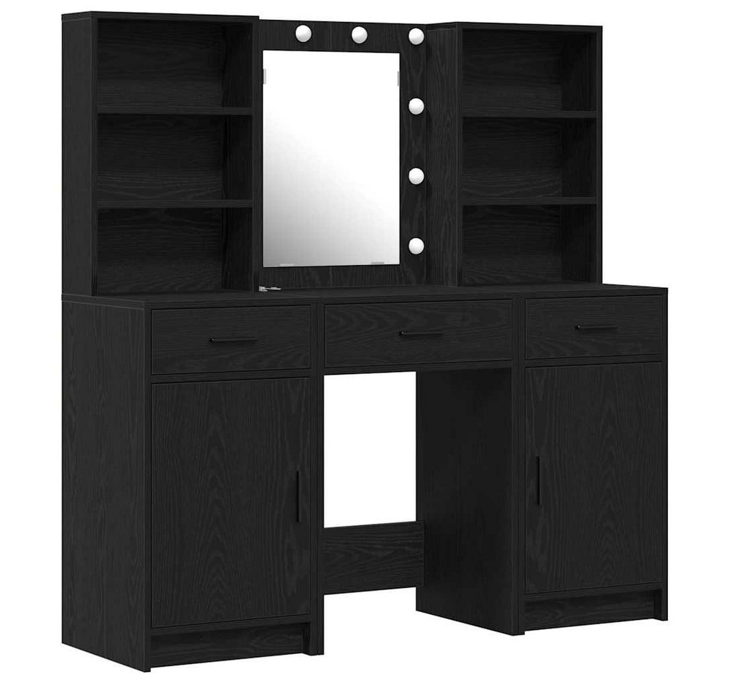 vidaXL Schminktisch Schminktisch Set 3 pcs Schwarz Eichen-Optik 50 x 41 x 135 cm (3-St) von vidaXL