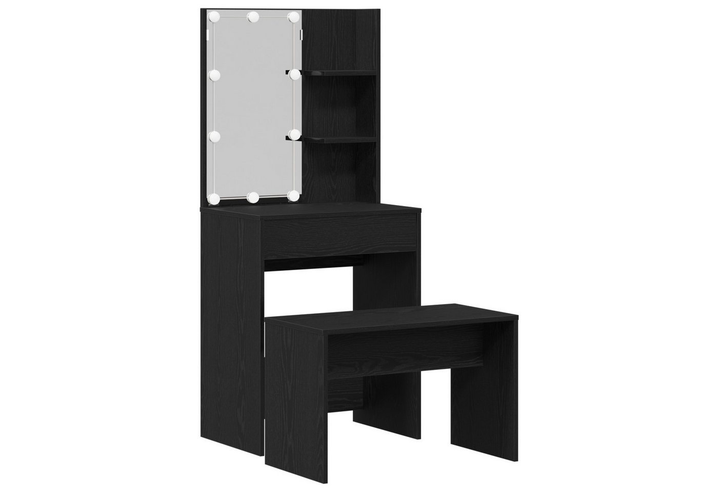 vidaXL Schminktisch Schminktisch-Set mit LED Schwarze Eiche Holzwerkstoff (2-St) von vidaXL