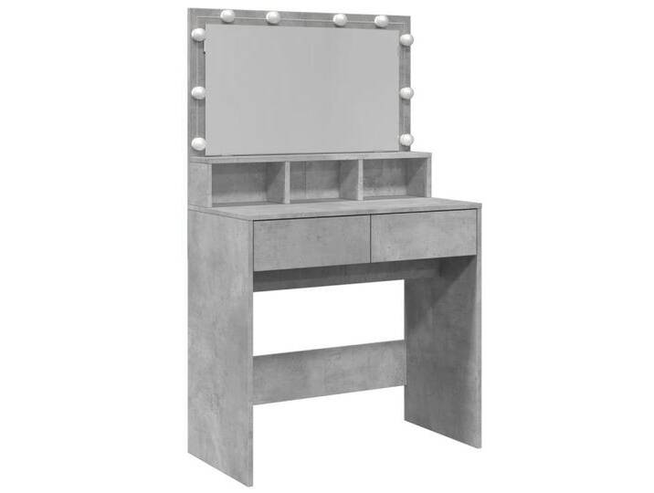 vidaXL Schminktisch Schminktisch mit LED-Beleuchtung Betongrau 80x41x134,5 cm, grau von vidaXL