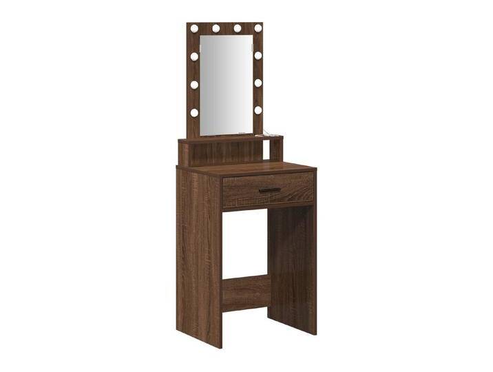 vidaXL Schminktisch Schminktisch mit LED-Leuchten Braun Eiche 50x41x140 cm (1-St), braun von vidaXL