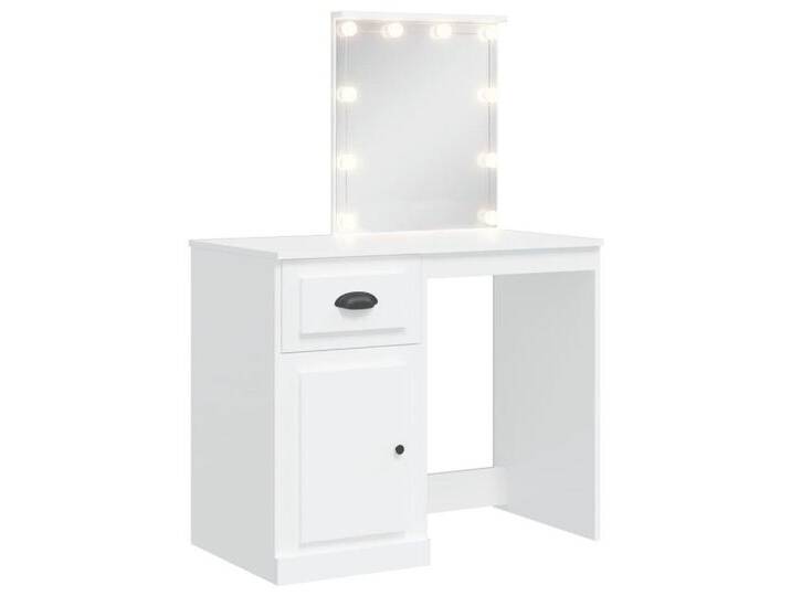 vidaXL Schminktisch Schminktisch mit LED-Leuchten Weiß 90x42x132,5 cm (1-St) von vidaXL
