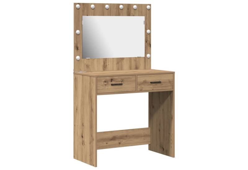 vidaXL Schminktisch Schminktisch mit LED-Lichtern Artisan Eiche 78,5 x 41 x 135 cm von vidaXL