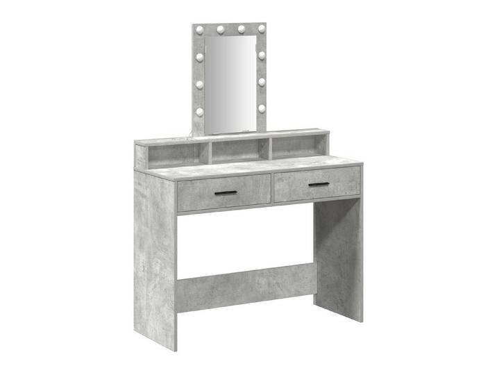 vidaXL Schminktisch Schminktisch mit LED-Lichtern Betongrau 100x41x140 cm, grau von vidaXL