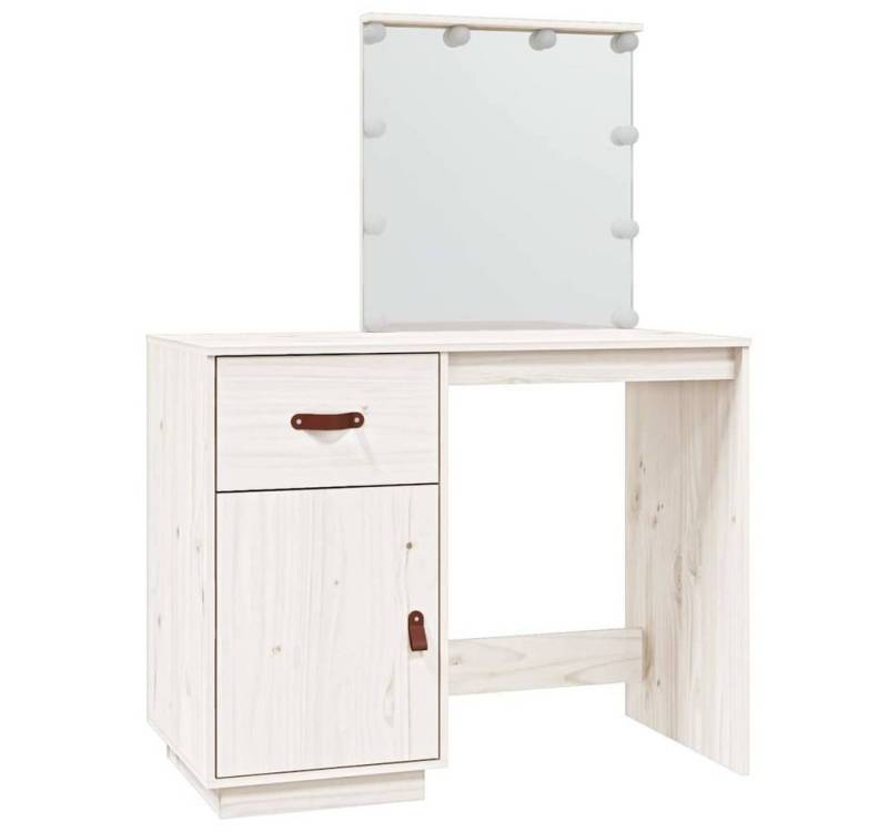 vidaXL Schminktisch Schminktisch mit LED Weiß 95x50x133,5 cm Massivholz Kiefer (1-St) von vidaXL
