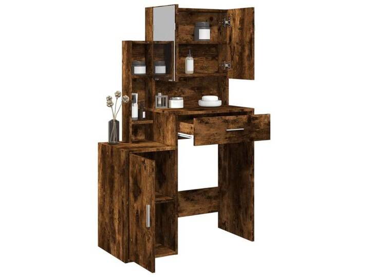 vidaXL Schminktisch Schminktisch mit Schrank Räuchereiche 80x35x132 cm, braun von vidaXL