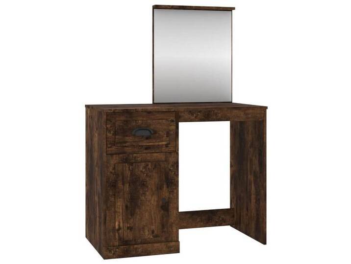 vidaXL Schminktisch Schminktisch mit Spiegel Räuchereiche 90x50x132,5 cm (1-St), mit Spiegel von vidaXL