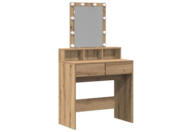 vidaXL Schminktisch Schminktisch mit Spiegel und LEDs Artisan Eiche Holzwerkstoff (1-St) von vidaXL