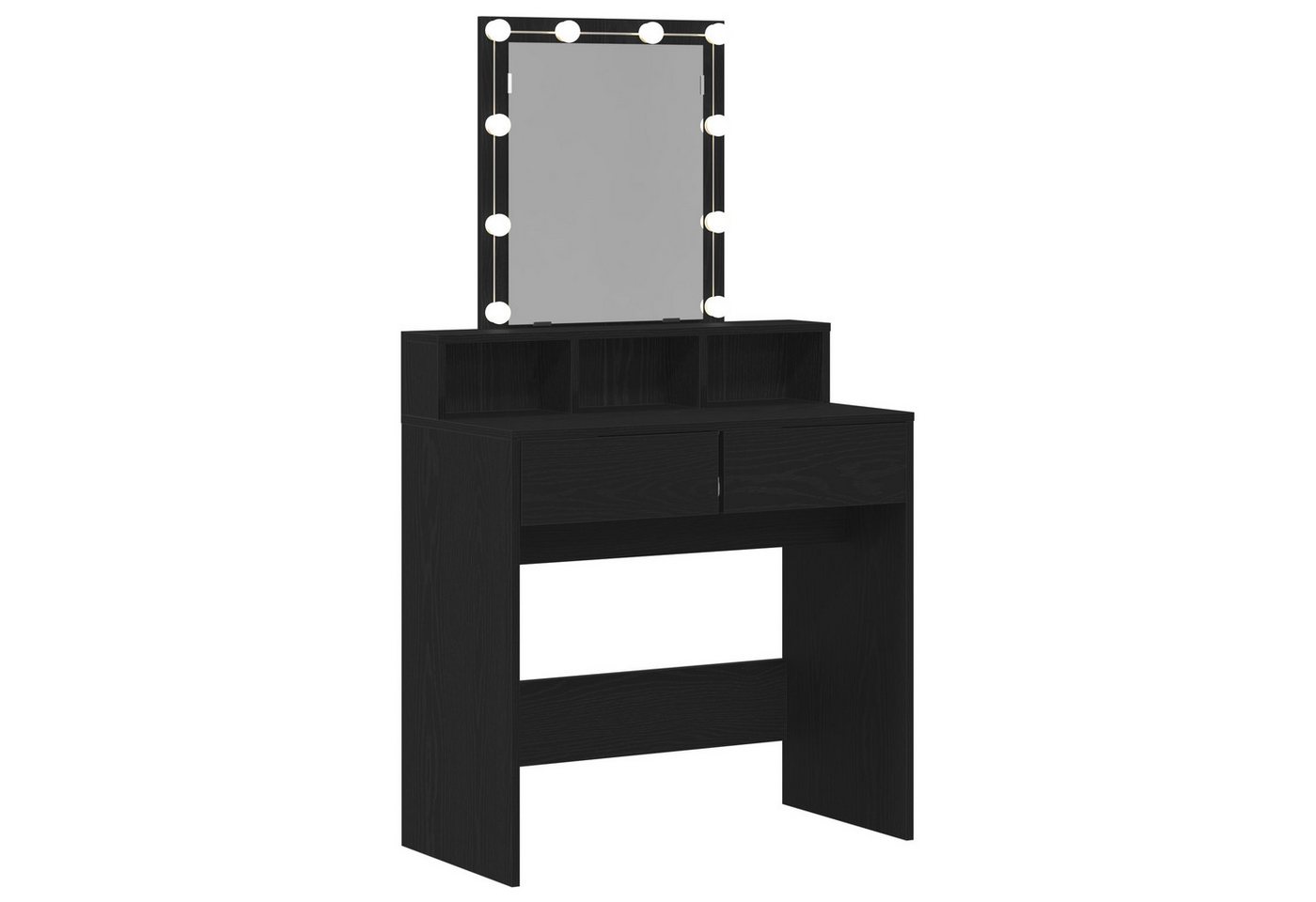 vidaXL Schminktisch Schminktisch mit Spiegel & LEDs Schwarz Eiche Holzwerkstoff (1-St) von vidaXL