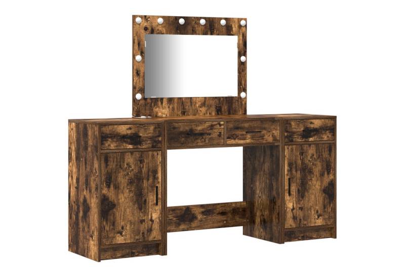 vidaXL Schminktisch 3-tlg. Schminktisch-Set mit LED-Leuchten Räuchereiche (3-St) von vidaXL