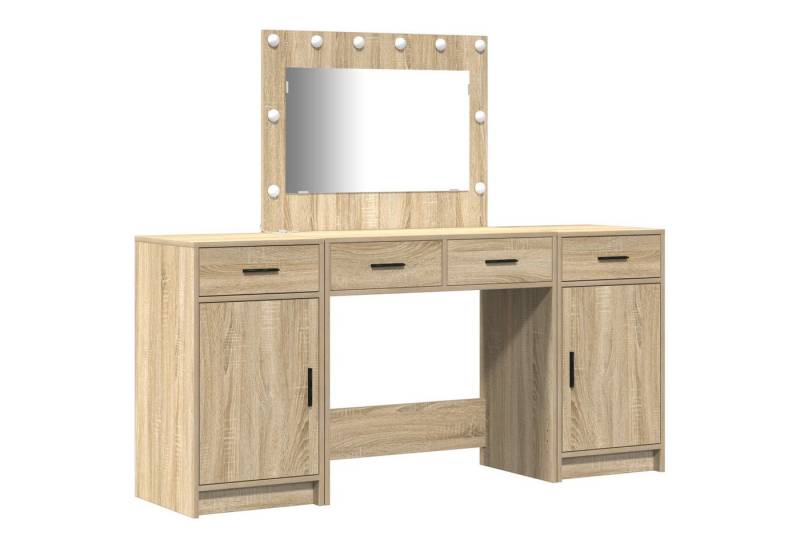 vidaXL Schminktisch 3-tlg. Schminktisch-Set mit LED-Leuchten Sonoma Eiche (3-St) von vidaXL