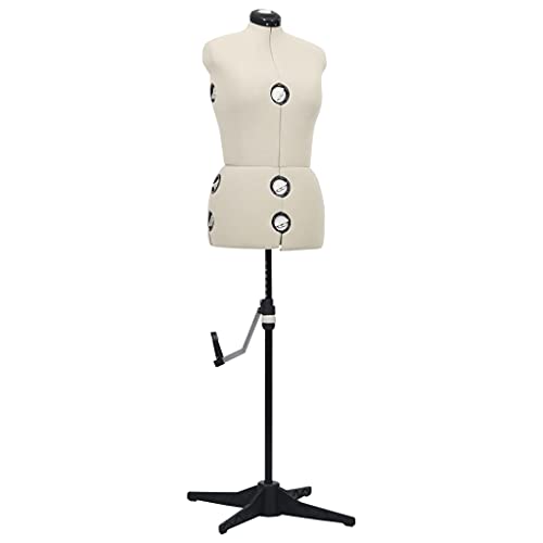 vidaXL Schneiderpuppe Verstellbar Weiblich Schneiderbüste Schaufensterpuppe Torso Mannequin Damenbüste Schaufensterfigur Creme M Größe 40-46 von vidaXL