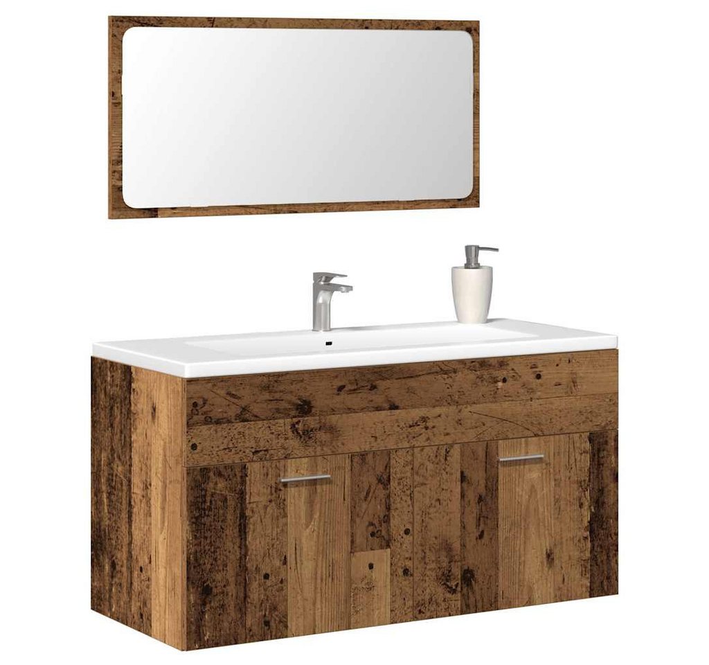 vidaXL Schrankmodule Badschrank mit Spiegel Altholz-Optik Holzwerkstoff von vidaXL
