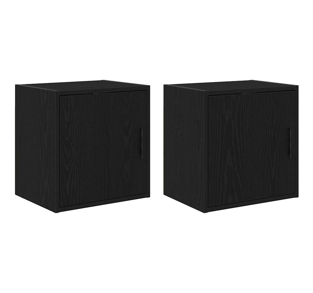 vidaXL Schrankmodule Garagen-Wandschränke 2 Stk. Schwarz Holzwerkstoff (2-St) von vidaXL
