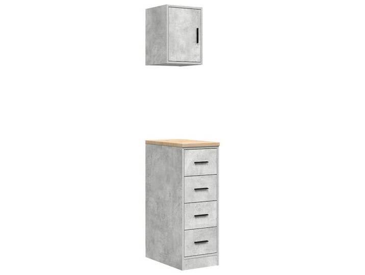 vidaXL Schrankmodule Garagenschränke 2 Stk. Betongrau Holzwerkstoff (1-St), grau, 4 Schubladen, Betongrau von vidaXL